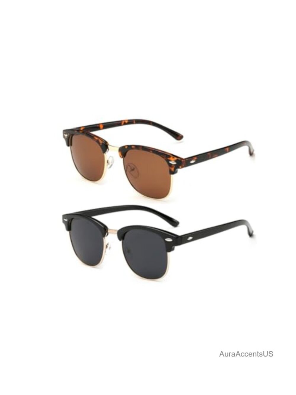 Semi Rimless Polarized Sunglasses Horn Rimmed UV400 Half Frame